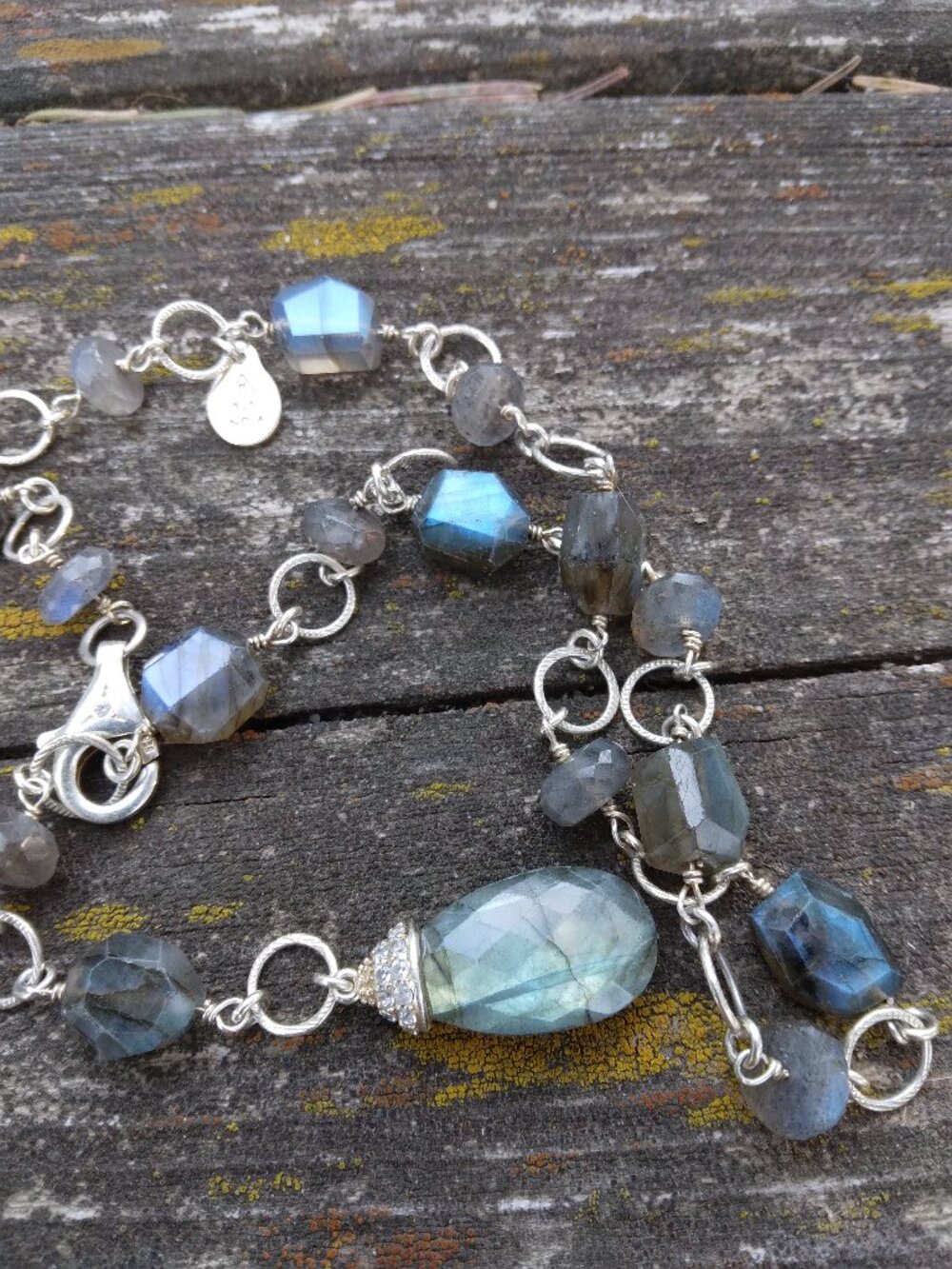 Carol Brodie Rarities Labradorite and Zircon Sterling w/ 18k Overlay Necklace